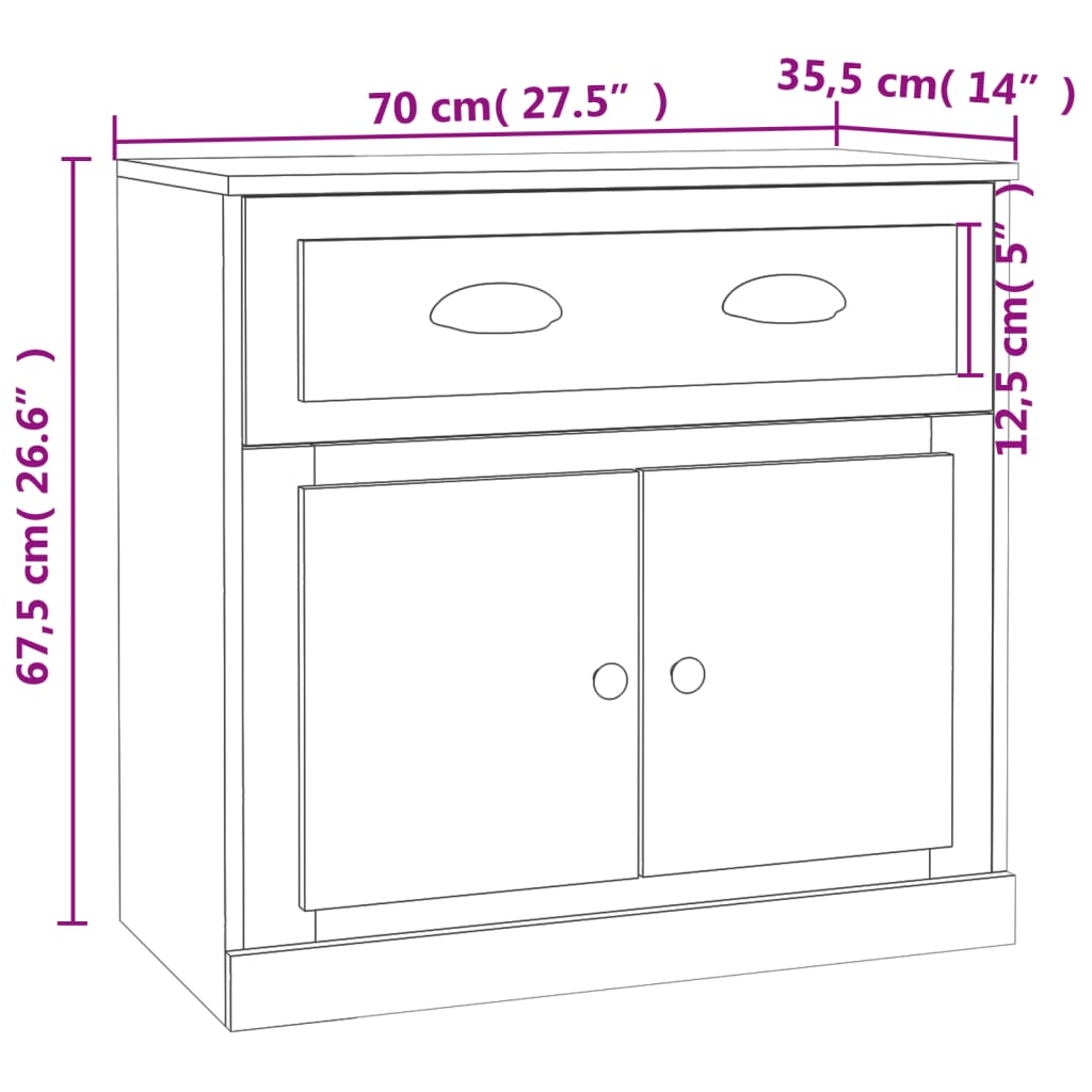 Credenza Nera 70x35,5x67,5 cm in Legno Multistrato - homemem39