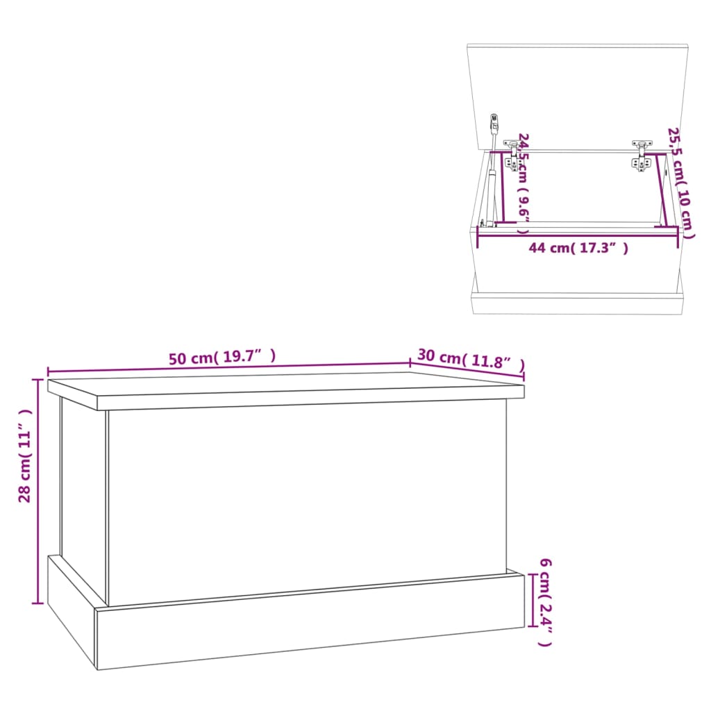 Contenitore Bianco Lucido 50x30x28 cm Legno Multistrato - homemem39