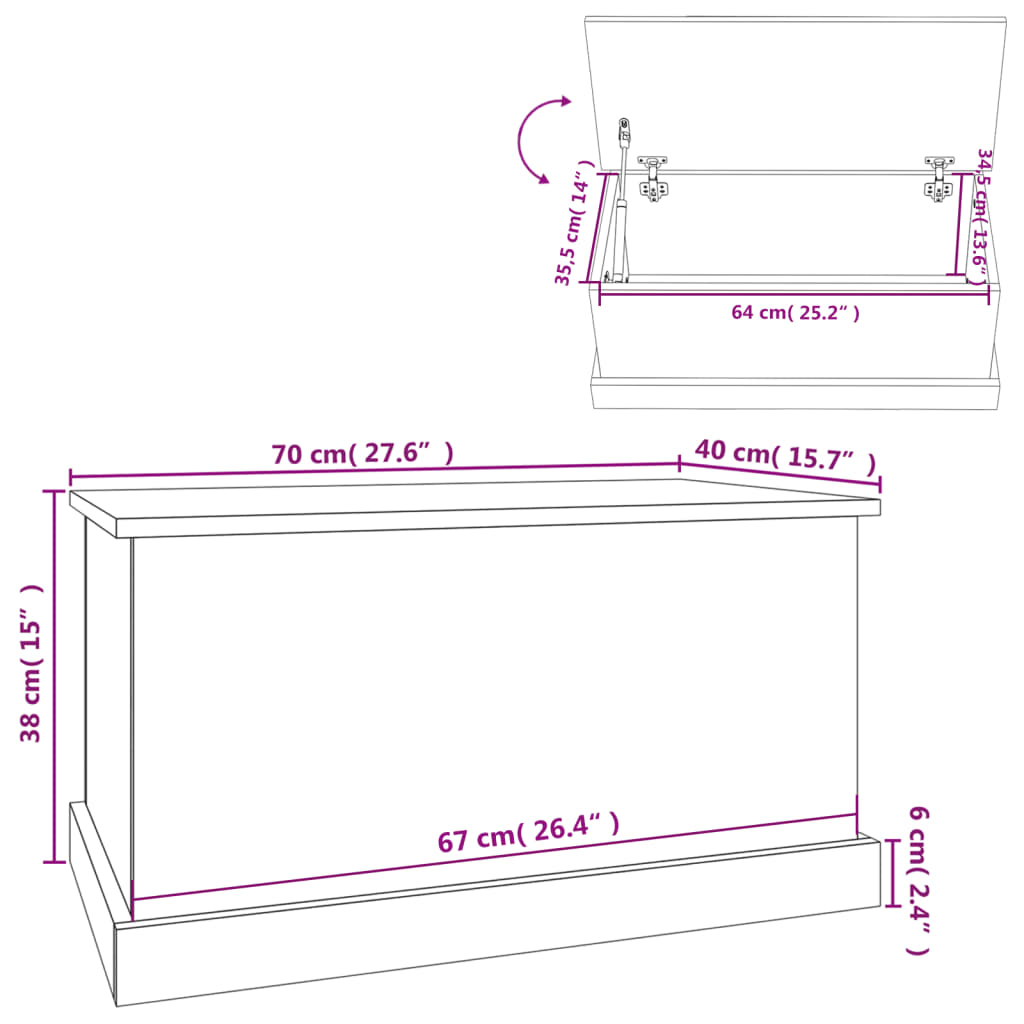 Contenitore Rovere Sonoma 70x40x38 cm Legno Multistrato - homemem39