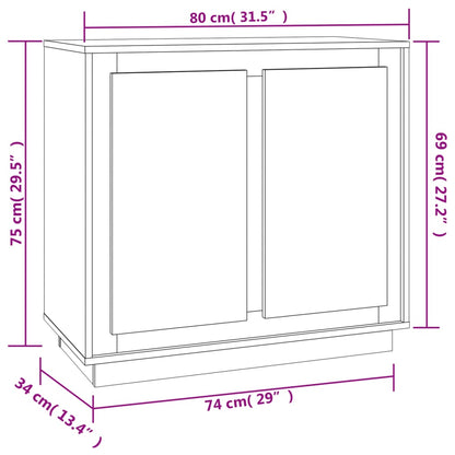 Credenza Bianca 80x34x75 cm in Legno Multistrato - homemem39