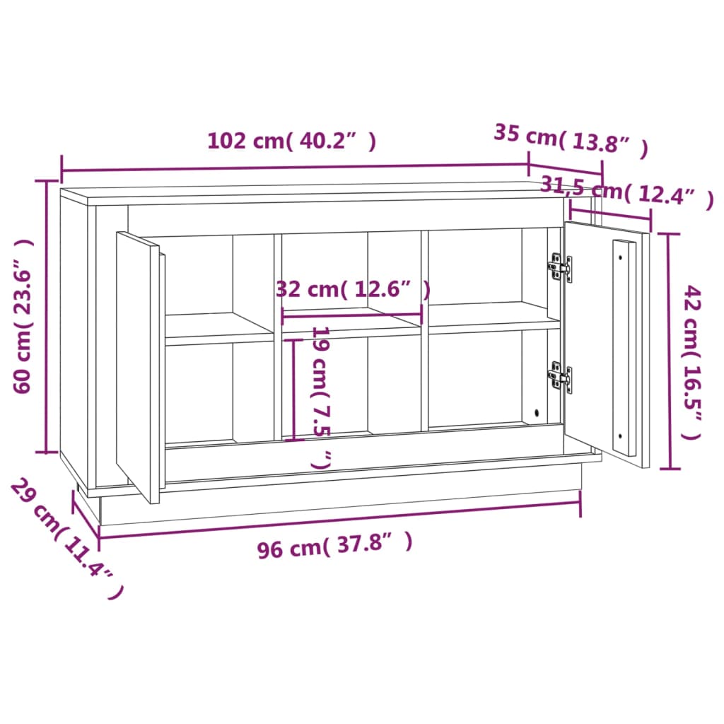 Credenza Rovere Sonoma 102x35x60 cm in Legno Multistrato - homemem39