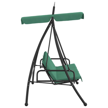 Panca a Dondolo con Baldacchino Verde 198 cm Tessuto e Acciaio - homemem39