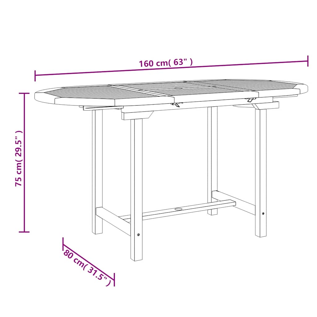 Tavolo Giardino Estensibile 110-160x80x75cm Legno Massello Teak - homemem39