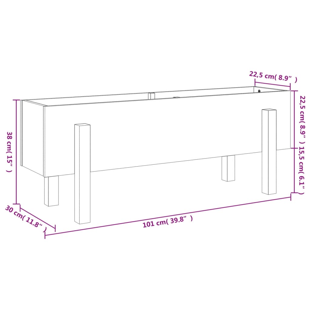 Fioriera Rialzata da Giardino 101x30x38 cm Legno Massello Pino