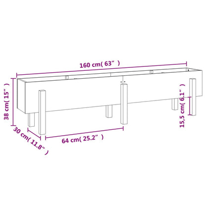 Fioriera Rialzata da Giardino 160x30x38 cm Legno Massello Pino