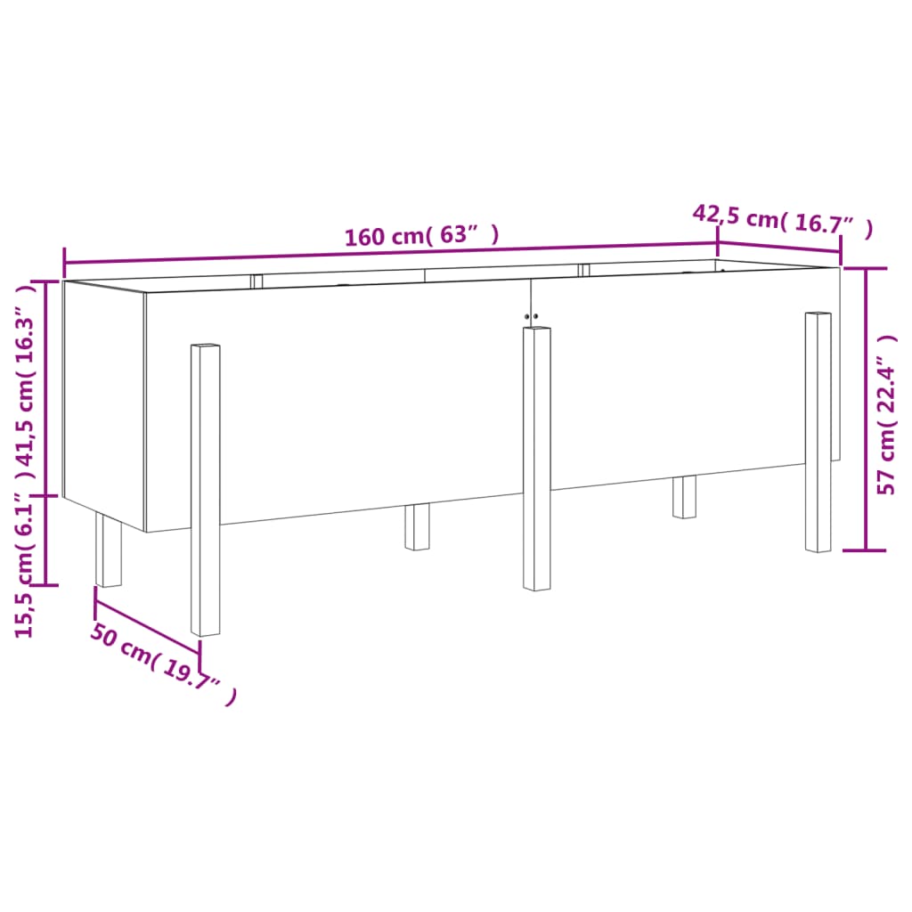 Fioriera Rialzata Giardino 160x50x57 cm Legno Massello Douglas - homemem39