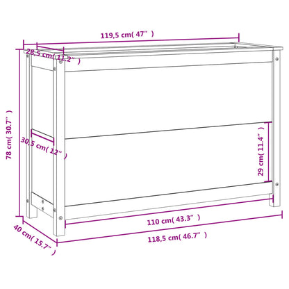 Fioriera Rialzata da Giardino 119,5x40x78cm Legno Massello Pino - homemem39