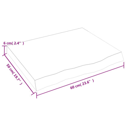 Ripiano a Parete 60x50x(2-6) cm Massello Rovere Non Trattato - homemem39