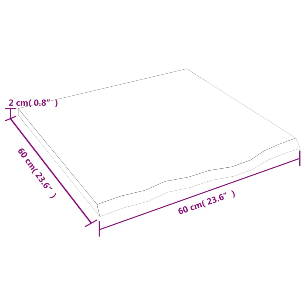 Ripiano a Parete 60x60x2 cm Legno Massello Rovere Non Trattato - homemem39