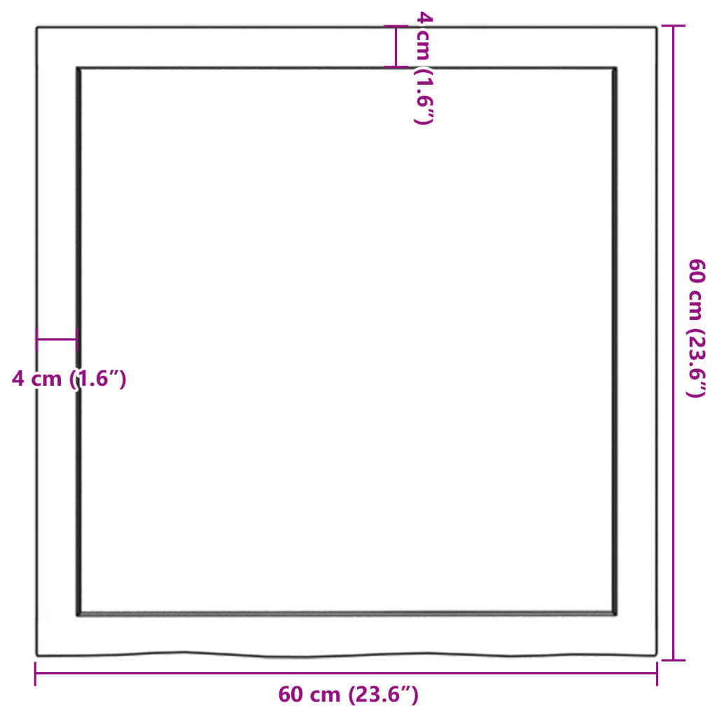 Ripiano a Parete 60x60x(2-4) cm Massello Rovere Non Trattato - homemem39