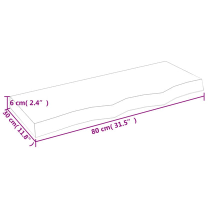 Ripiano a Parete 80x30x(2-6) cm Massello Rovere Non Trattato - homemem39