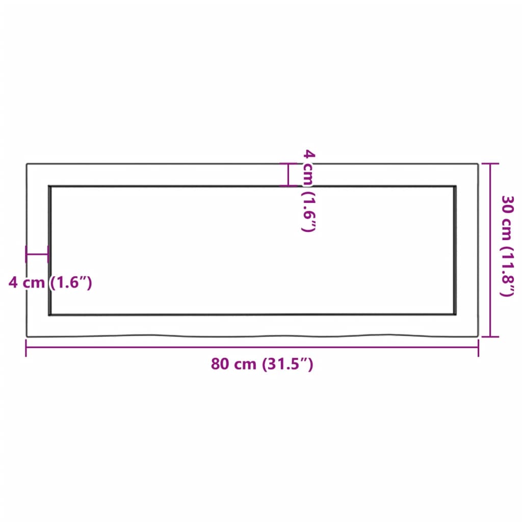 Ripiano a Parete 80x30x(2-6) cm Massello Rovere Non Trattato - homemem39