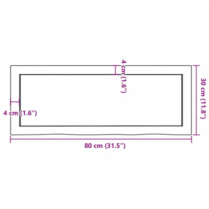 Ripiano a Parete 80x30x(2-6) cm Massello Rovere Non Trattato - homemem39