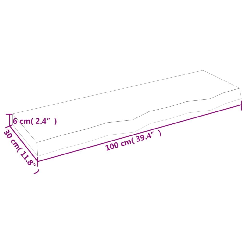 Ripiano a Parete 100x30x(2-6) cm Massello Rovere Non Trattato - homemem39