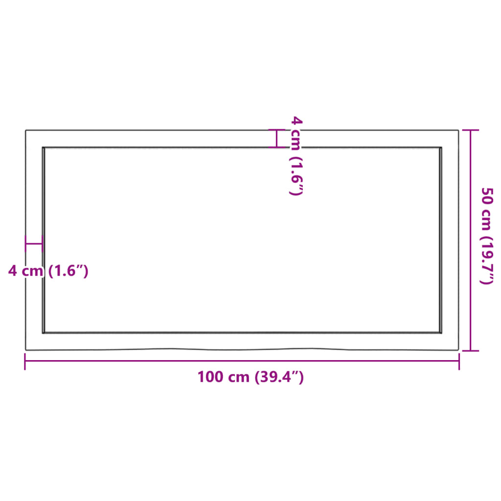 Ripiano a Parete 100x50x(2-4) cm Massello Rovere Non Trattato - homemem39