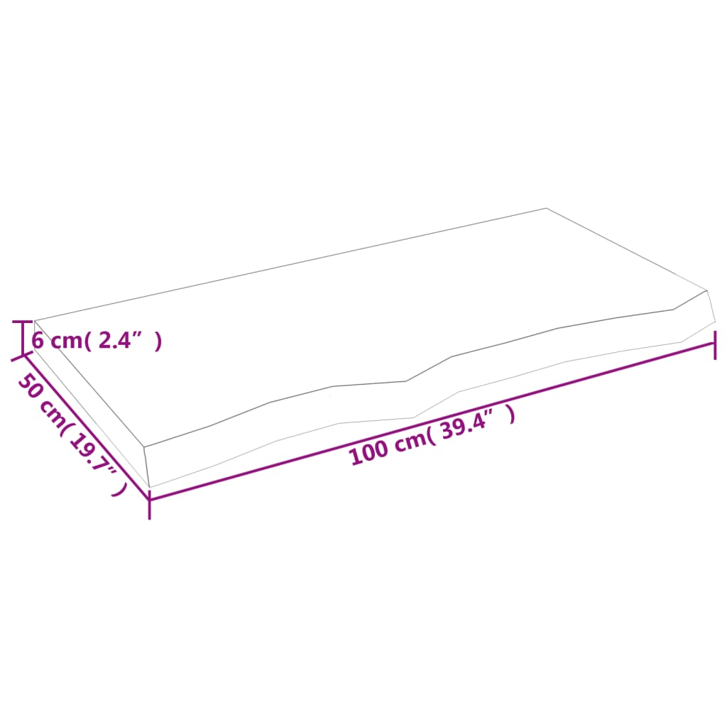 Ripiano a Parete 100x50x(2-6) cm Massello Rovere Non Trattato - homemem39