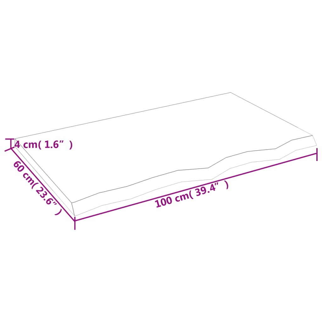 Ripiano a Parete 100x60x(2-4) cm Massello Rovere Non Trattato - homemem39