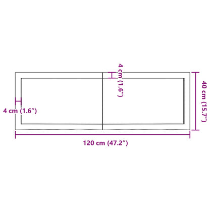 Ripiano a Parete 120x40x(2-4) cm Massello Rovere Non Trattato - homemem39