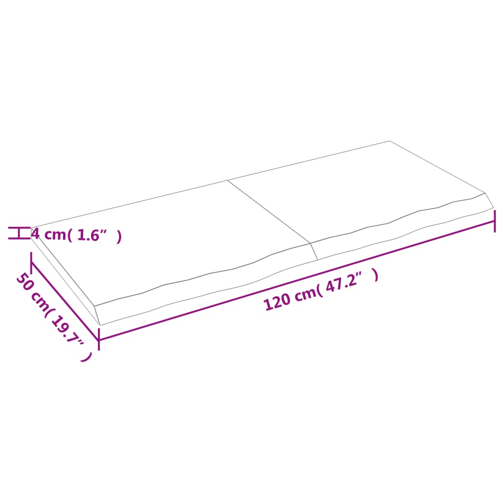 Ripiano a Parete 120x50x(2-4) cm Massello Rovere Non Trattato - homemem39