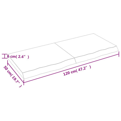 Ripiano a Parete 120x50x(2-6) cm Massello Rovere Non Trattato - homemem39