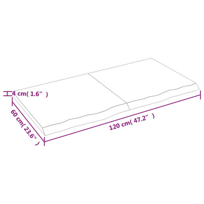 Ripiano a Parete 120x60x(2-4) cm Massello Rovere Non Trattato - homemem39