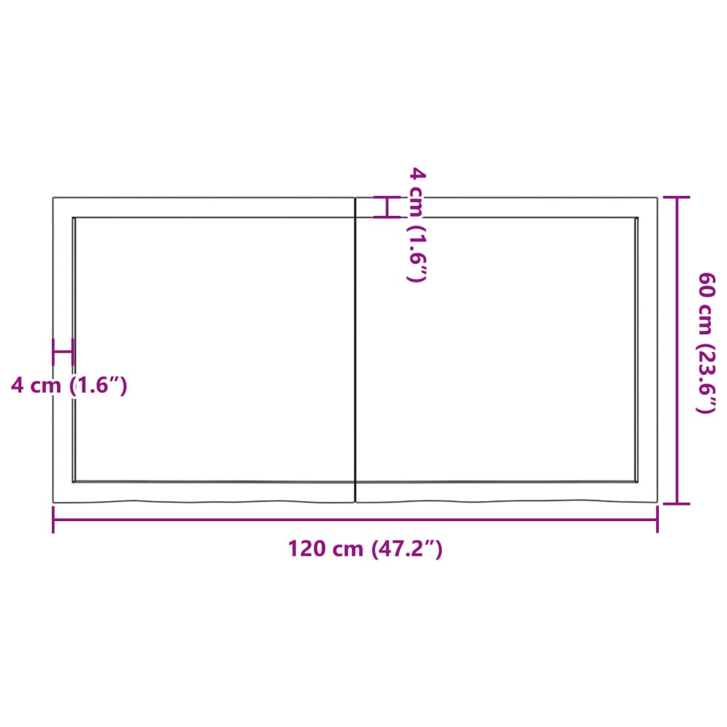 Ripiano a Parete 120x60x(2-4) cm Massello Rovere Non Trattato - homemem39