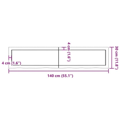 Ripiano a Parete 140x30x(2-6) cm Massello Rovere Non Trattato - homemem39