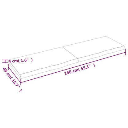 Ripiano a Parete 140x40x(2-4) cm Massello Rovere Non Trattato - homemem39