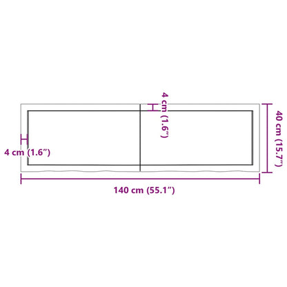 Ripiano a Parete 140x40x(2-4) cm Massello Rovere Non Trattato - homemem39