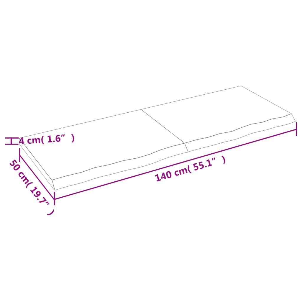 Ripiano a Parete 140x50x(2-4) cm Massello Rovere Non Trattato - homemem39