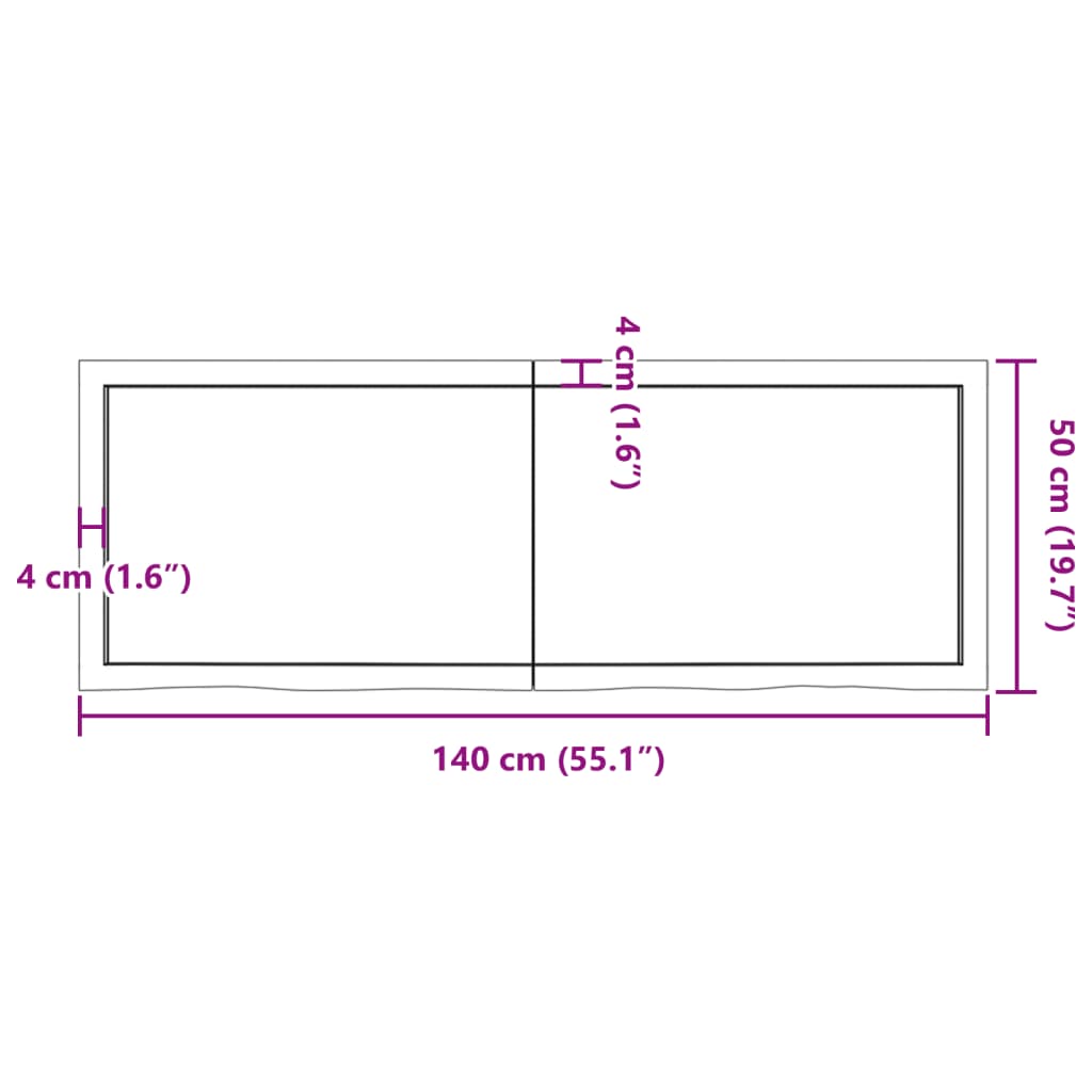 Ripiano a Parete 140x50x(2-4) cm Massello Rovere Non Trattato - homemem39