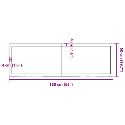 Ripiano a Parete 160x50x(2-4) cm Massello Rovere Non Trattato - homemem39