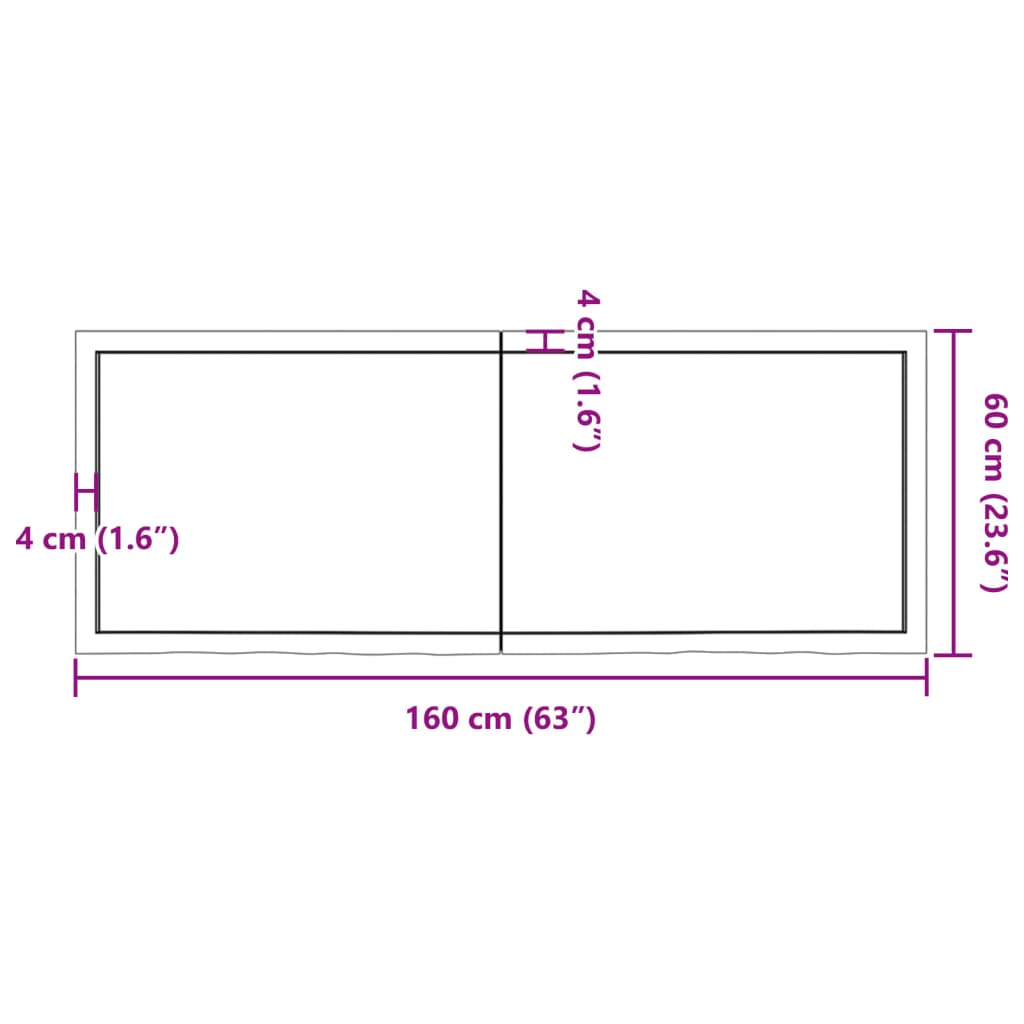 Ripiano a Parete 160x60x(2-4) cm Massello Rovere Non Trattato - homemem39