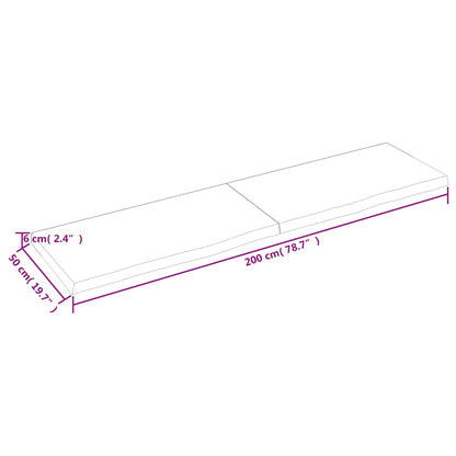 Ripiano a Parete 200x50x(2-6) cm Massello Rovere Non Trattato - homemem39