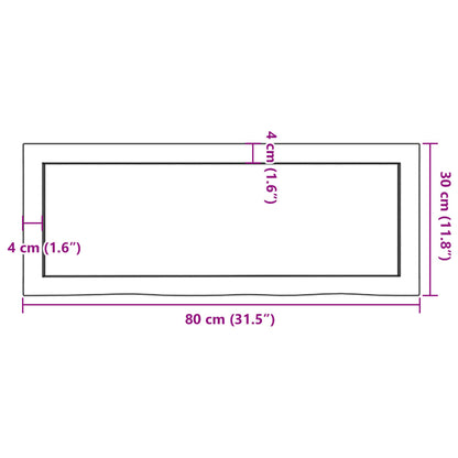 Ripiano Muro Marrone 80x30x(2-6) cm Massello Rovere Trattato - homemem39