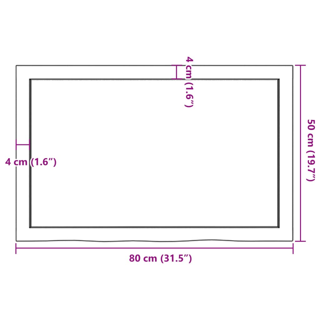 Ripiano Muro Marrone 80x50x(2-6) cm Massello Rovere Trattato - homemem39