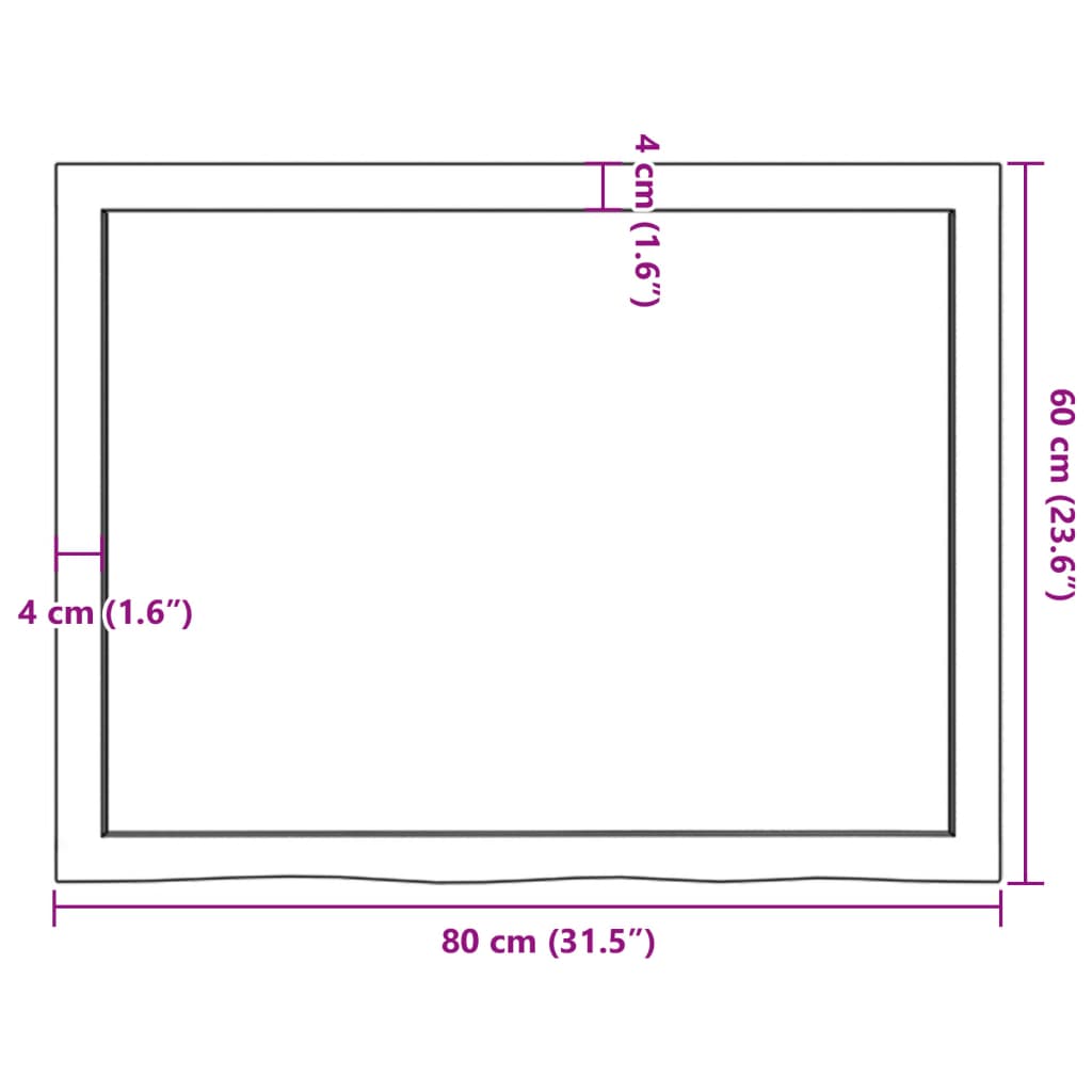 Ripiano Muro Marrone 80x60x(2-4) cm Massello Rovere Trattato - homemem39