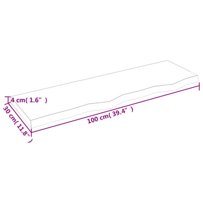 Ripiano Muro Marrone 100x30x(2-4) cm Massello Rovere Trattato - homemem39