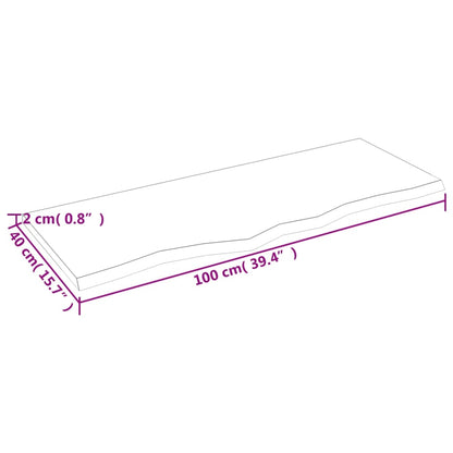 Ripiano Muro Marrone Chiaro 100x40x2cm Massello Rovere Trattato - homemem39