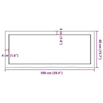 Ripiano Muro Marrone 100x40x(2-6) cm Massello Rovere Trattato - homemem39