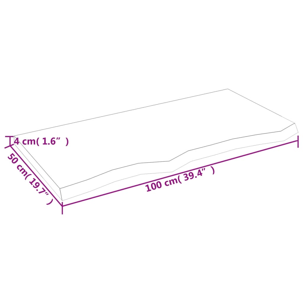 Ripiano Muro Marrone 100x50x(2-4) cm Massello Rovere Trattato - homemem39