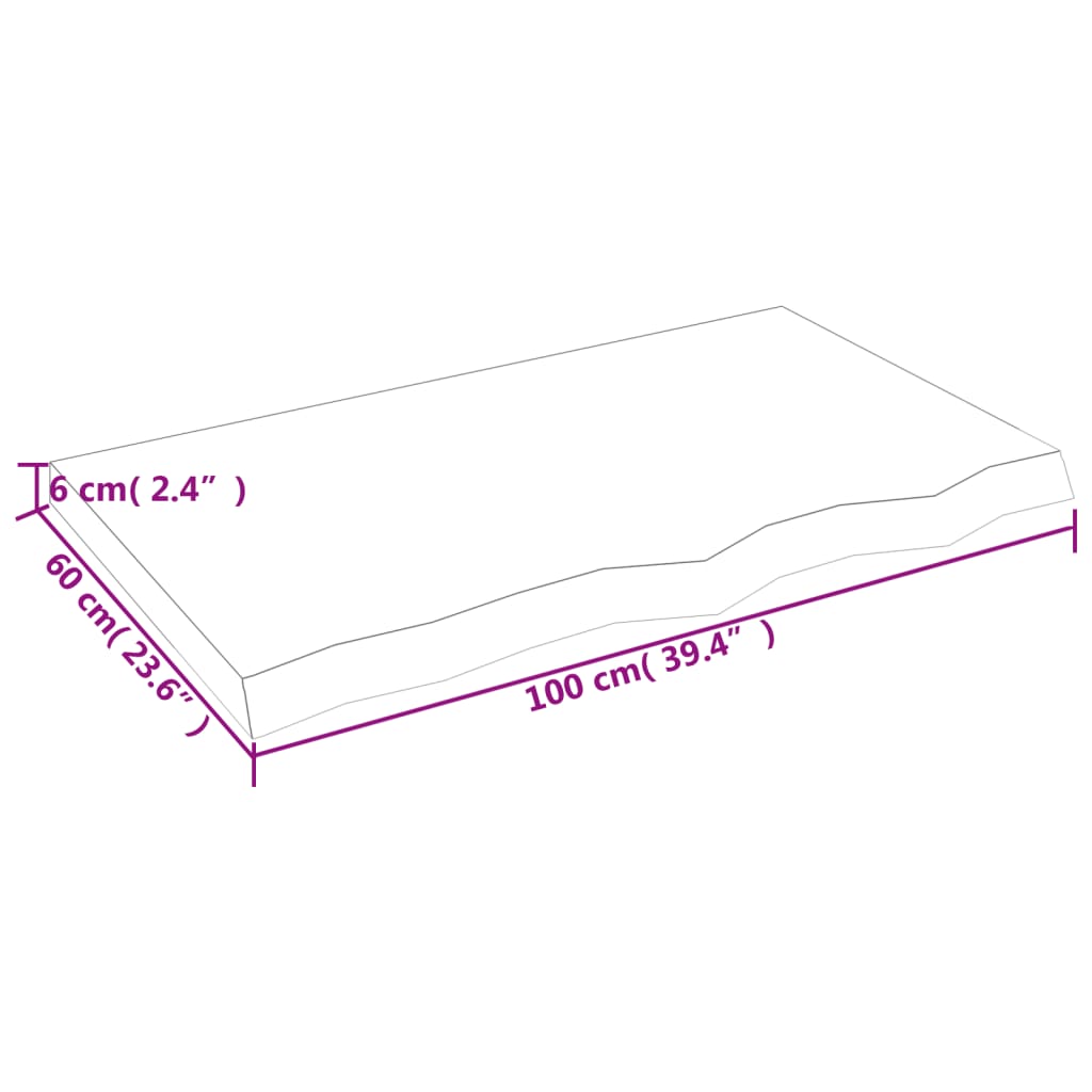 Ripiano Muro Marrone 100x60x(2-6) cm Massello Rovere Trattato - homemem39