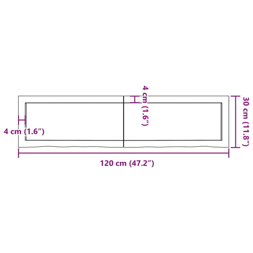 Ripiano Muro Marrone 120x30x(2-6) cm Massello Rovere Trattato - homemem39