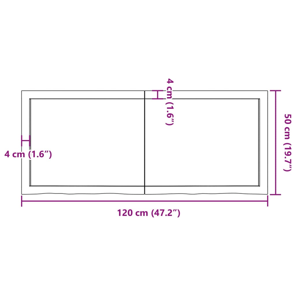 Ripiano Muro Marrone 120x50x(2-4) cm Massello Rovere Trattato - homemem39