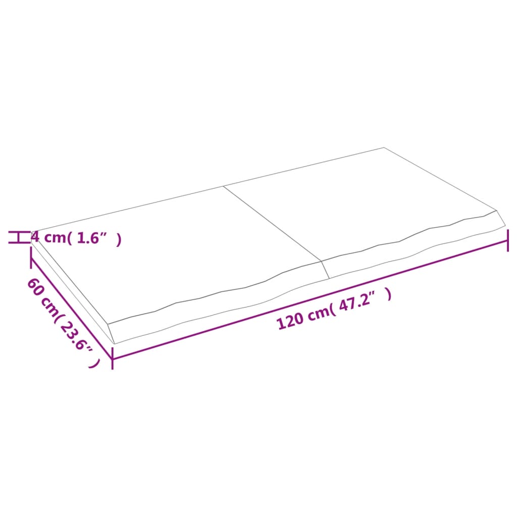 Ripiano Muro Marrone 120x60x(2-4) cm Massello Rovere Trattato - homemem39