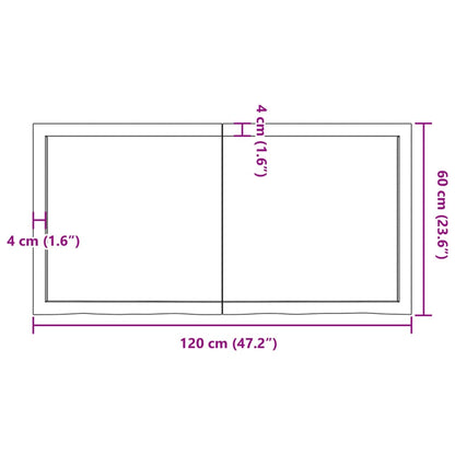 Ripiano Muro Marrone 120x60x(2-6) cm Massello Rovere Trattato - homemem39