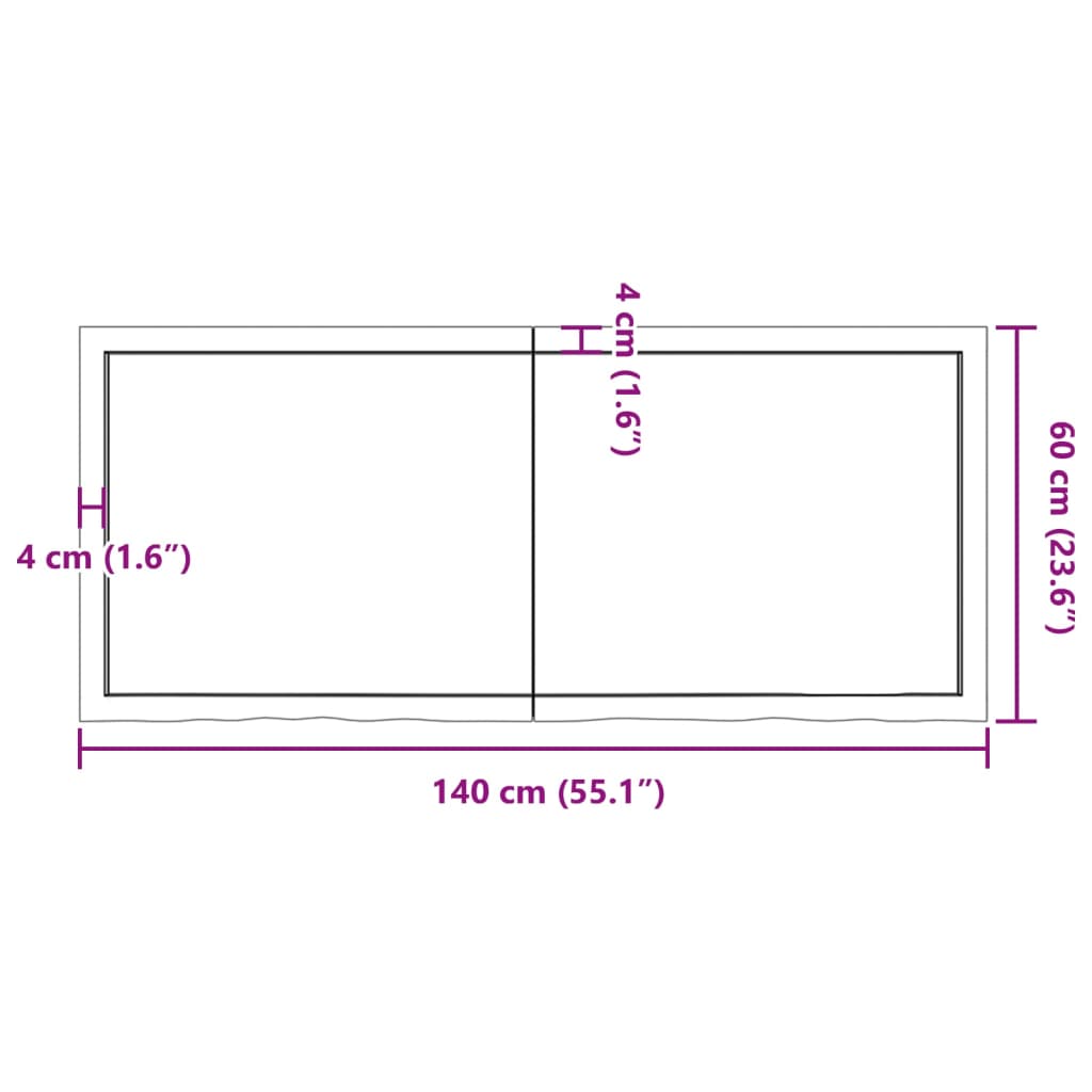 Ripiano Muro Marrone 140x60x(2-6) cm Massello Rovere Trattato - homemem39