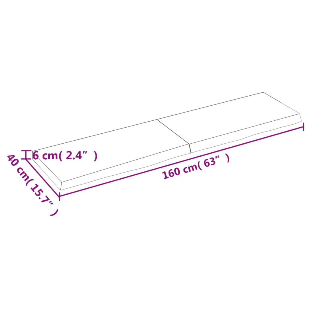 Ripiano Muro Marrone 160x40x(2-6) cm Massello Rovere Trattato - homemem39