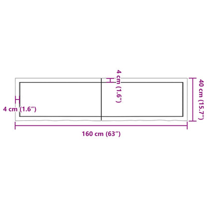 Ripiano Muro Marrone 160x40x(2-6) cm Massello Rovere Trattato - homemem39