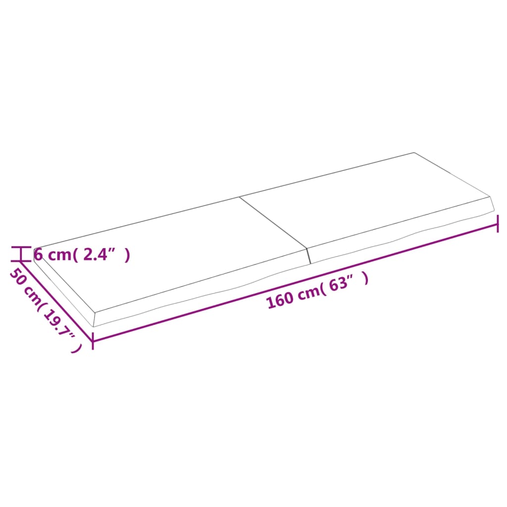 Ripiano Muro Marrone 160x50x(2-6) cm Massello Rovere Trattato - homemem39